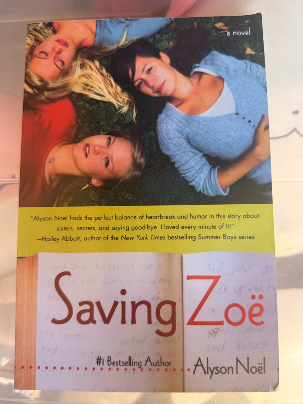 Saving Zoë Paperback Novel by Alyson Noël - White, Red, Green, Blue Cover